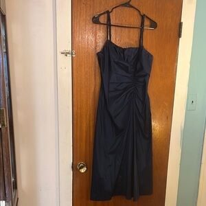 Adrianna Papell Blue Ruched Midi Dress